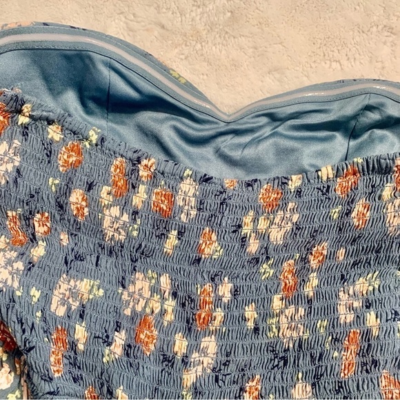 BOG Collective Jumpsuit Small Sleeveless Ocean Blue Boho Floral Cotton - Picture 10 of 16